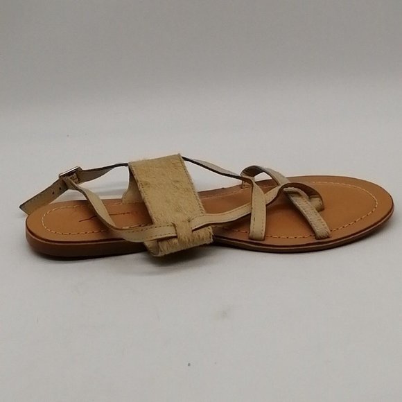 Lane Bryant Womens Luisa Slingback Sandal‎ Tan Leather Buckle Flat Heel 9W - Picture 2 of 10